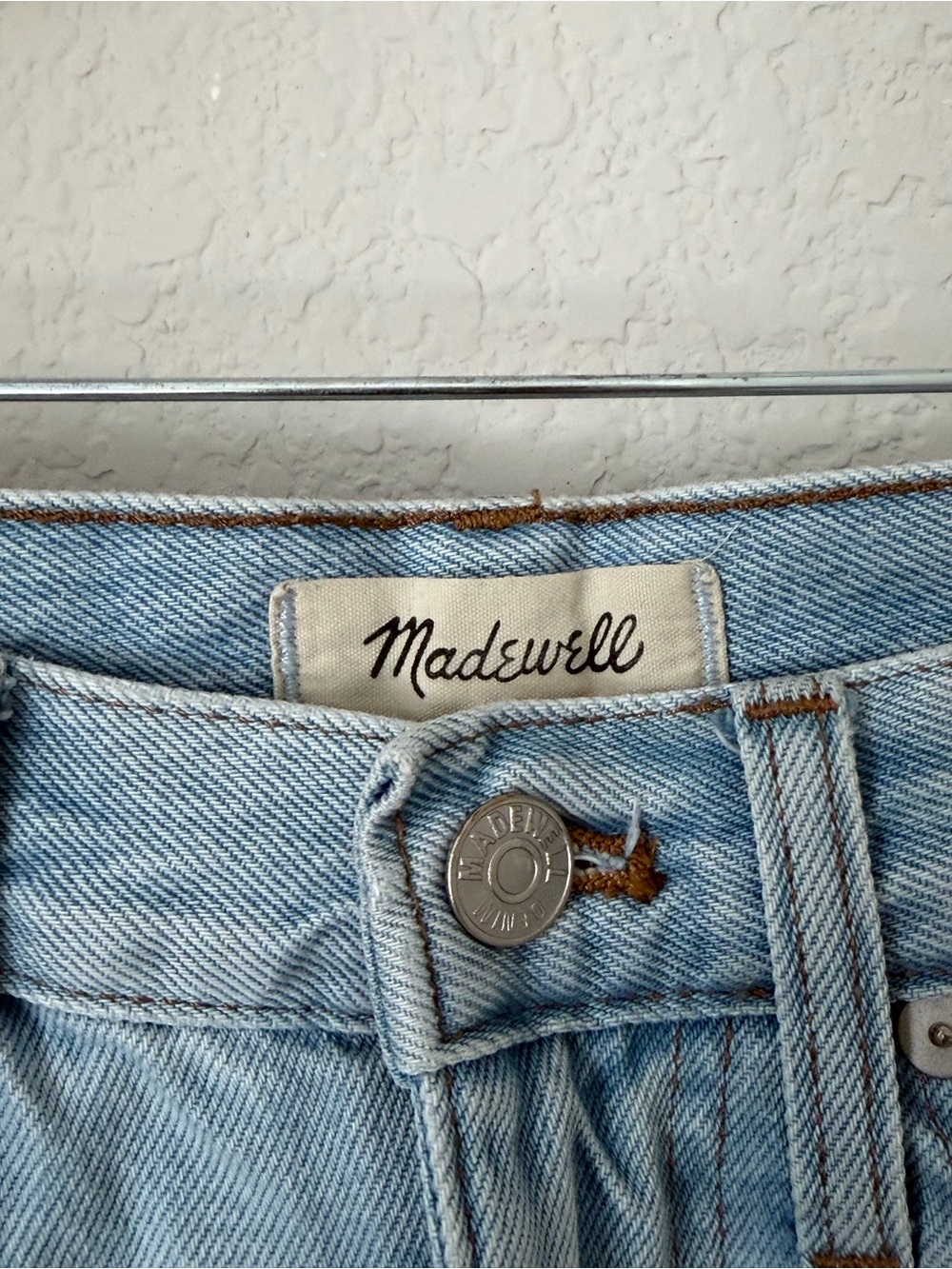 Madewell Light Blue Frayed Hem High-Rise Denim Shorts - Picture 4 of 9